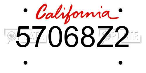 57068Z2 California License Plate