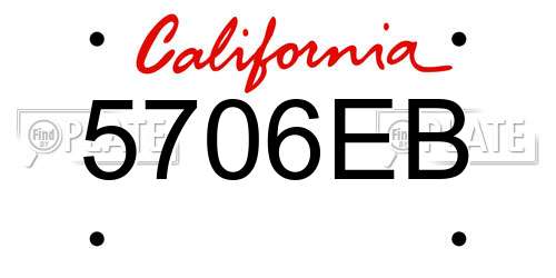 5706EB California License Plate