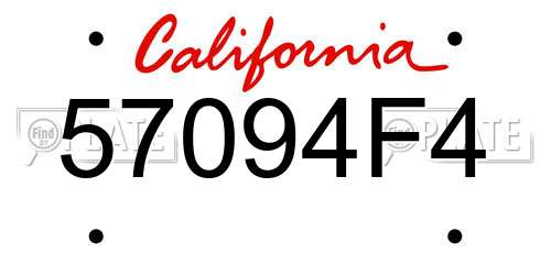 57094F4 California License Plate