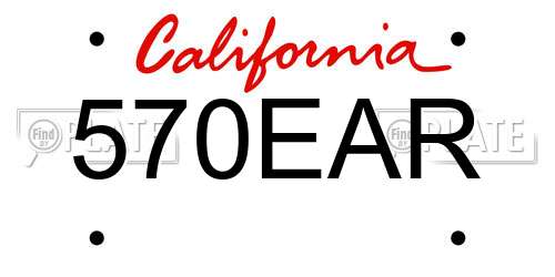 570EAR California License Plate