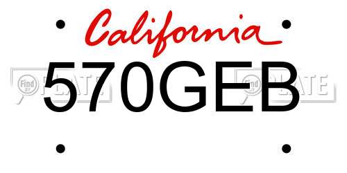 570GEB California License Plate