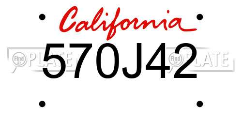 570J42 California License Plate