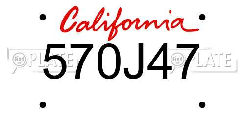 570J47 California License Plate