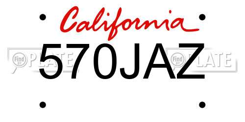 570JAZ California License Plate