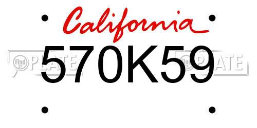 570K59 California License Plate