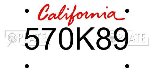 570K89 California License Plate