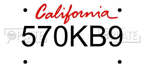 570KB9 California License Plate