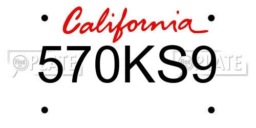 570KS9 California License Plate