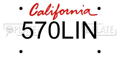 570LIN California License Plate