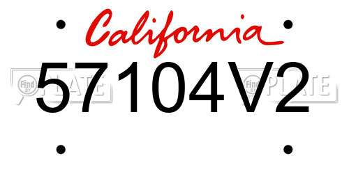 57104V2 California License Plate