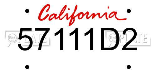 57111D2 California License Plate