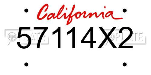 57114X2 California License Plate