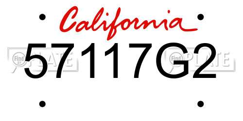 57117G2 California License Plate
