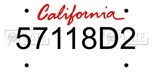 57118D2 California License Plate