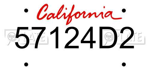 57124D2 California License Plate