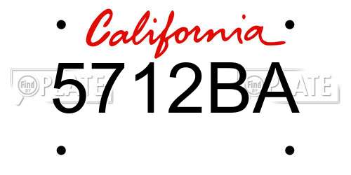 5712BA California License Plate