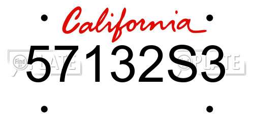 57132S3 California License Plate