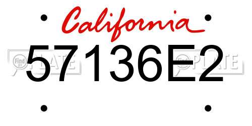57136E2 California License Plate