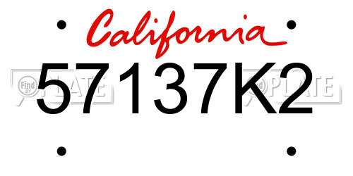 57137K2 California License Plate