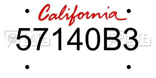 57140B3 California License Plate