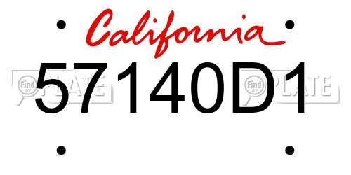 57140D1 California License Plate