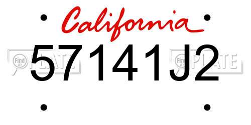 57141J2 California License Plate