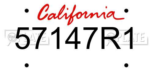 57147R1 California License Plate