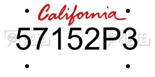 57152P3 California License Plate