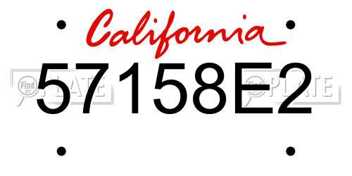 57158E2 California License Plate