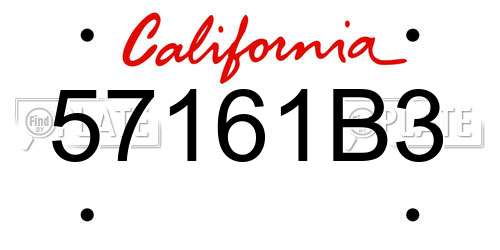 57161B3 California License Plate