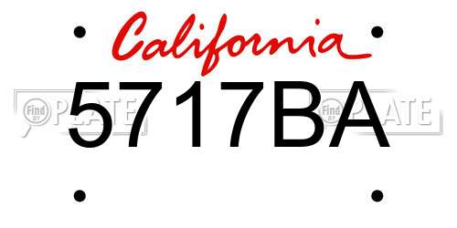 5717BA California License Plate