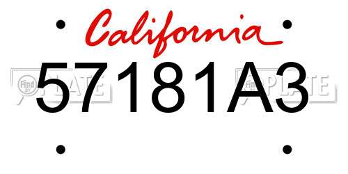 57181A3 California License Plate