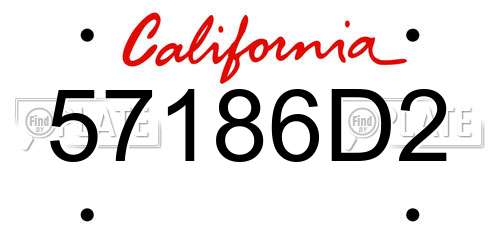 57186D2 California License Plate