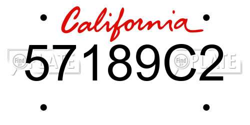 57189C2 California License Plate