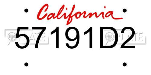 57191D2 California License Plate