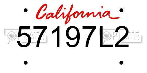 57197L2 California License Plate