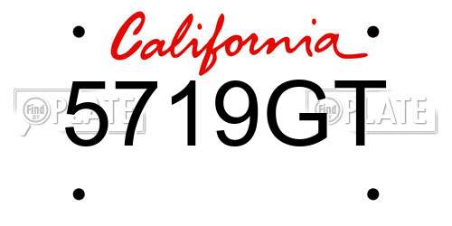 5719GT California License Plate