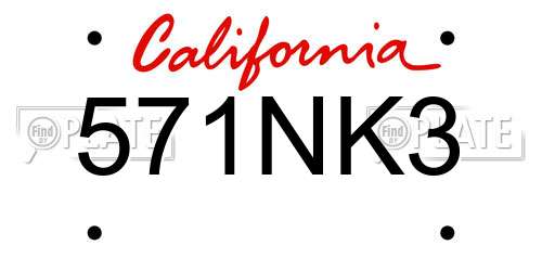 571NK3 California License Plate