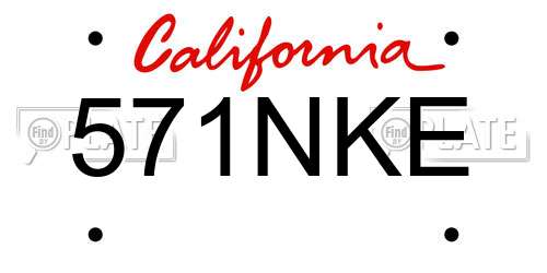 571NKE California License Plate