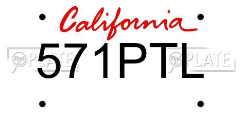 571PTL California License Plate