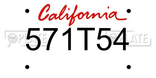 571T54 California License Plate