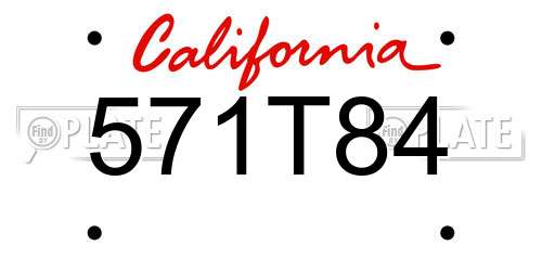 571T84 California License Plate