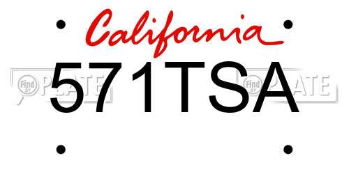 571TSA California License Plate