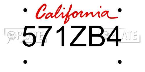 571ZB4 California License Plate
