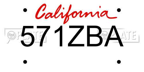 571ZBA California License Plate