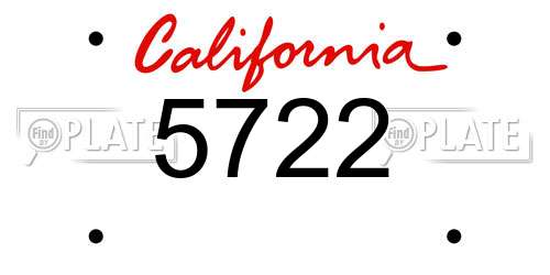 5722 California License Plate
