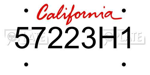 57223H1 California License Plate