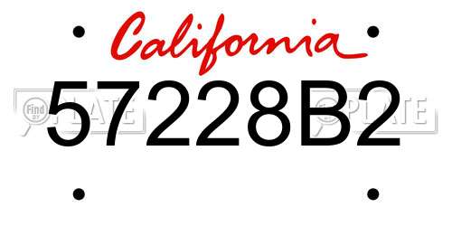 57228B2 California License Plate
