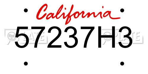 57237H3 California License Plate