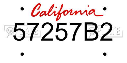57257B2 California License Plate